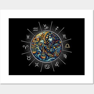 ZODIAC Libra - Astrological LIBRA - LIBRA - ZODIAC sign - Van Gogh style - 2 Posters and Art